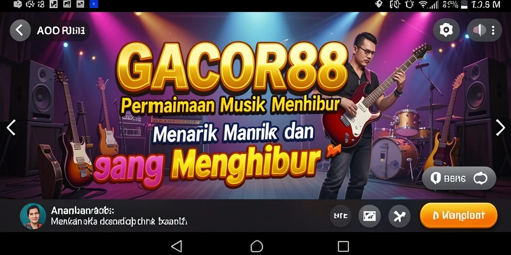 Screenshot utama GACOR88 menunjukkan pemain menikmati gameplay musik yang seru.