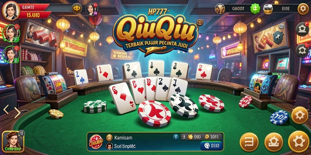 Tangkapan layar HP777 menunjukkan gameplay QiuQiu yang mendebarkan.
