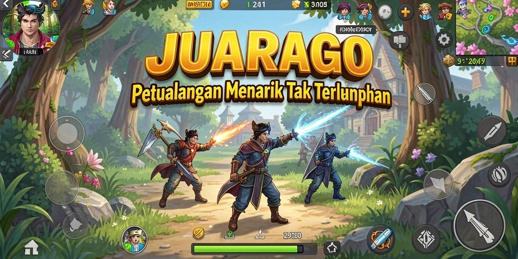 Tampilan gameplay JUARAGO yang mendebarkan dan penuh aksi.