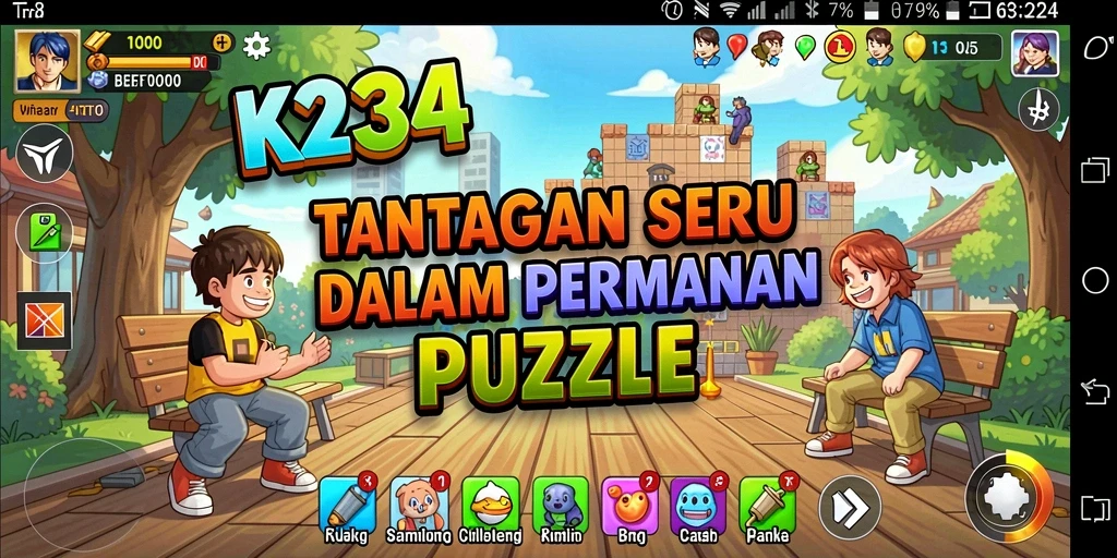 Screenshot utama K234 menampilkan gameplay seru dan tantangan puzzle.