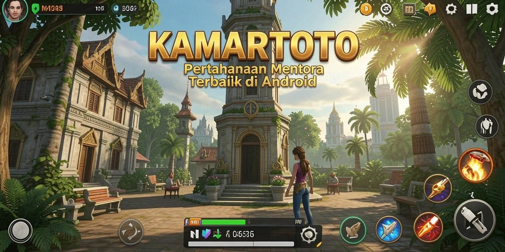 Screenshot menunjukkan aksi menara pertahanan yang berjuang menghadapi gelombang musuh.