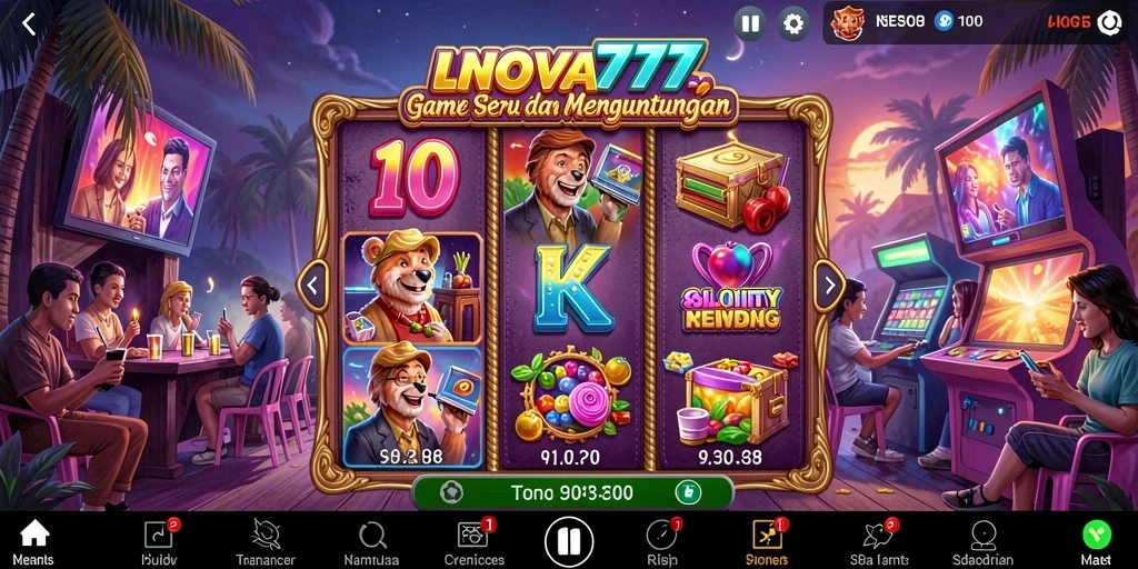 Tampilan gameplay slot LNOVA777 yang mengasyikkan dan penuh warna.