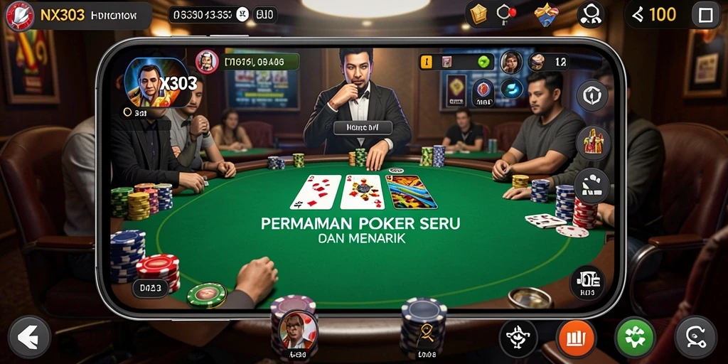Tampilan menarik dari gameplay Poker di NX303.