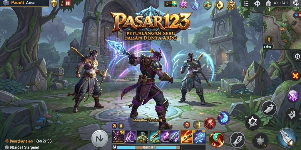 Screenshot menunjukkan aksi seru dalam gameplay ARPG PASAR123.