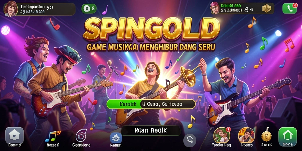 Tampilan screenshot SPINGOLD yang menunjukkan gameplay musik yang seru.
